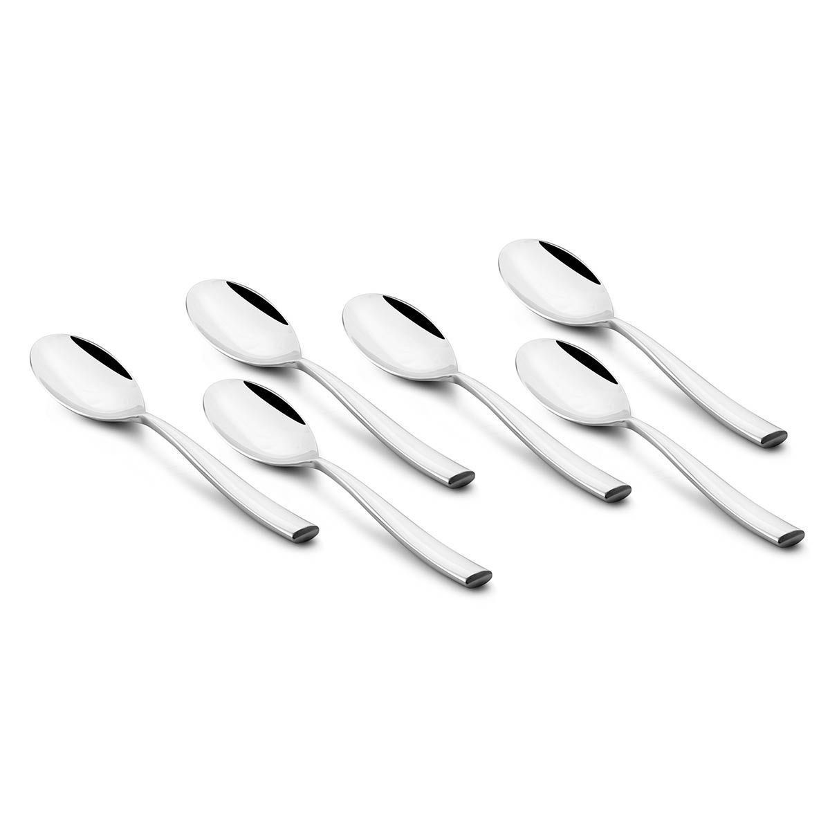 FnS Elegancia Stainless Steel Dessert Spoon with Mirror Finish (6 Dinner Spoons)