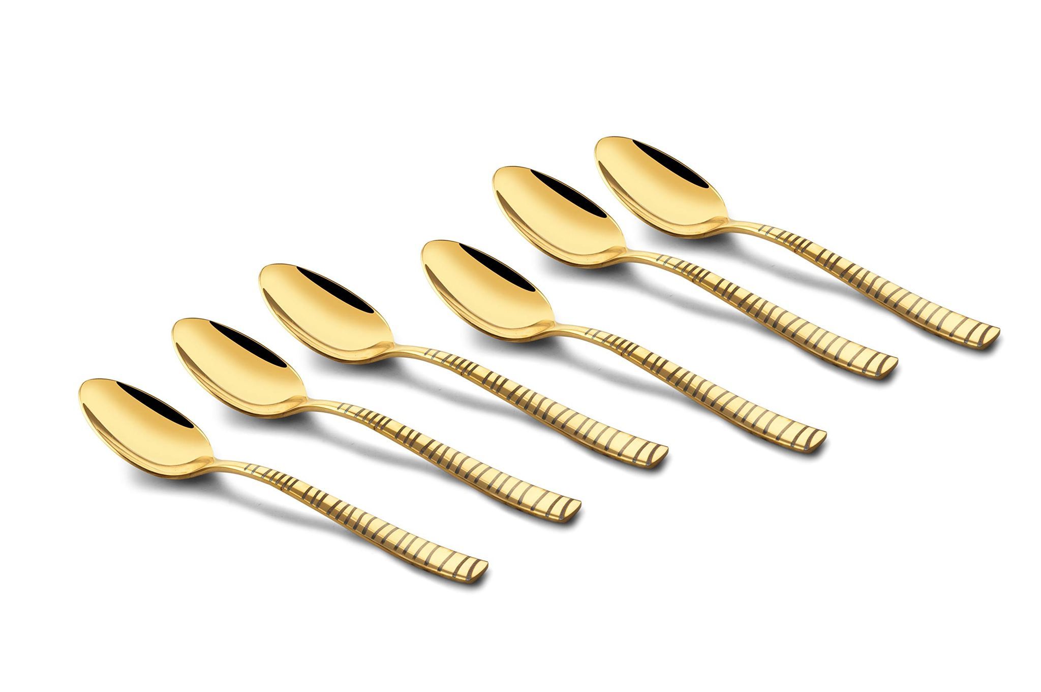 FnS Boston Premium Stainless Steel Gold Dessert Spoon (Set of 6)