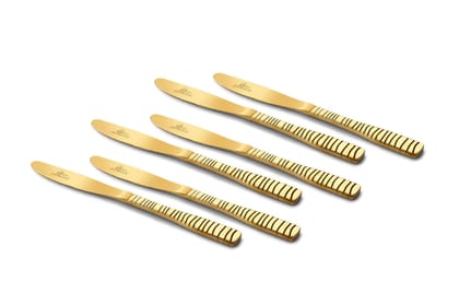 FNS Boston Stainless Steel Gold Dinner/Butter Knives (Set of 6)