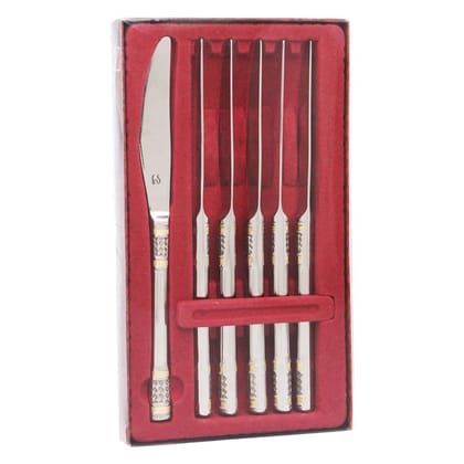 FnS Celebration 24 Karat Gold Plated Embossed Dinner Knives Set of 6