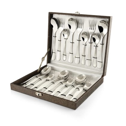 FnS Victoria Stainless Steel 18 Pc Cutlery Set with Box Packaging (6 Dinner Spoons, 6 Dinner Fork, 6 Teaspoons)