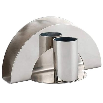 FnS Combo Stainless Steel Napkin, Tissue Dispenser and Toothpick Holder for Kitchen Countertops, Dining Table, Picnic Table, Indoor & Outdoor Use