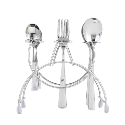 FnS Slim Line Stainless Steel Cutlery Set with Stand (6 Dinner Spoons, 6 Dinner Forks, 6 Teaspoons & 1 Cutlery Stand)