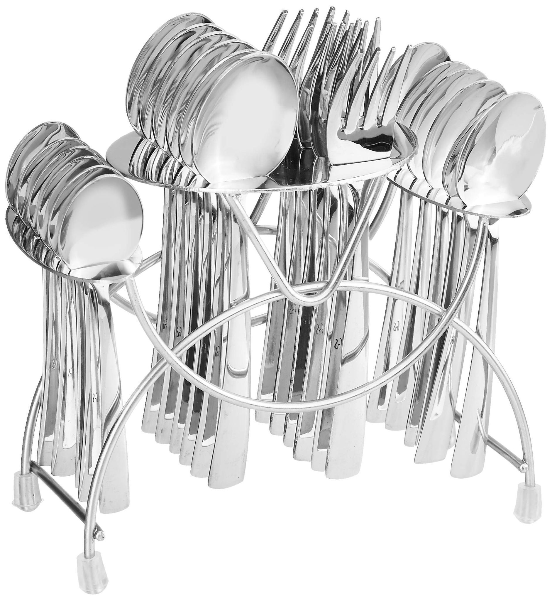 FnS Solo Stainless Steel Cutlery Set with Hanging Set 24-Piece (6 Dinner Spoon, 6 Dinner Fork, 6 Teaspoon, 6 Baby Spoon & 1 Hanging Stand)