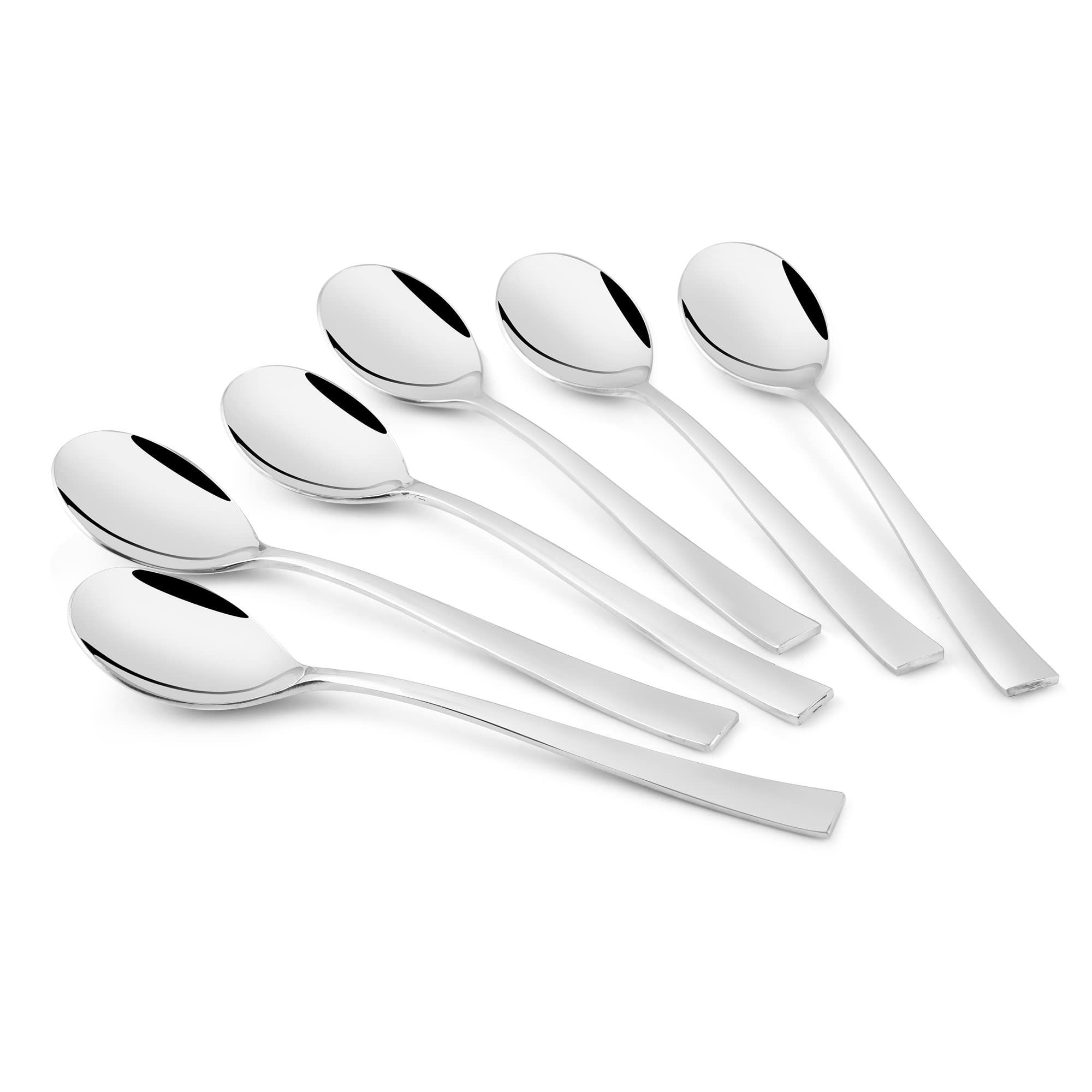 FnS Slim Line Stainless Steel Mirror Finish Tea Spoon (Set of 6)