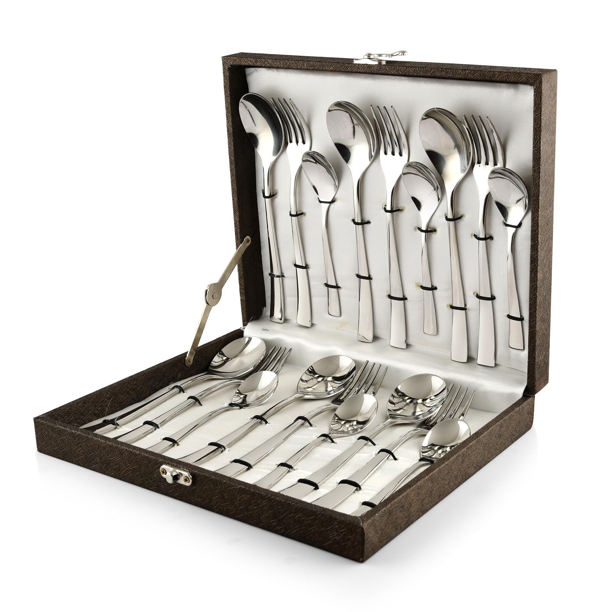 FnS Slim Line Stainless Steel Cutlery Set - 18 Pcs Set (6 Dinner Spoons, 6 Dinner Forks, 6 Teaspoons)