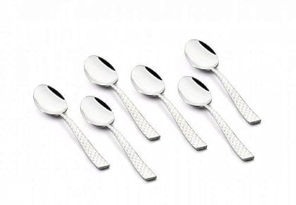 FnS Rhombo Stainless Steel Baby Spoon Laser Design on Handle (Set of 6)