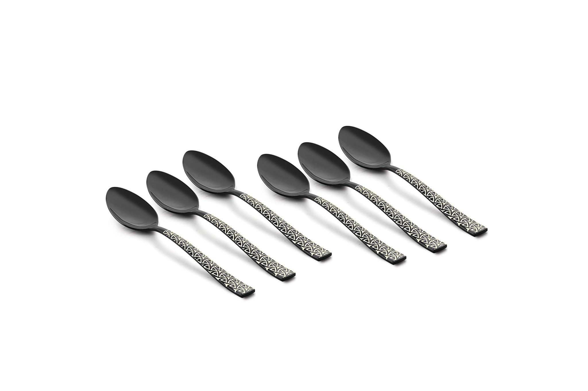 FnS Phoenix Stainless Steel Designer Black Dinner/Dessert Spoon (6 PCs Dinner Spoon)