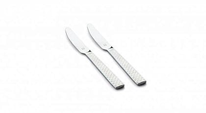 FNS Rhombo Stainless Steel Dinner Knife/Butter knife Laser Design on Handle (Set of 2)