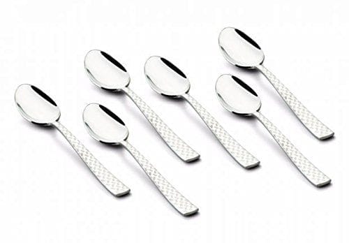 FnS Rhombo Stainless Steel Dinner Spoon Laser Design on Handle (Set of 6)