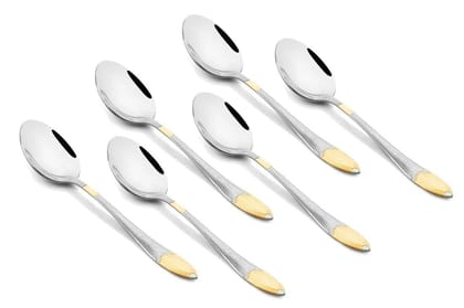 Montavo by FnS Passion Real Gold Plated Stainless Steel Dinner/Dessert Spoon (Set of 6)