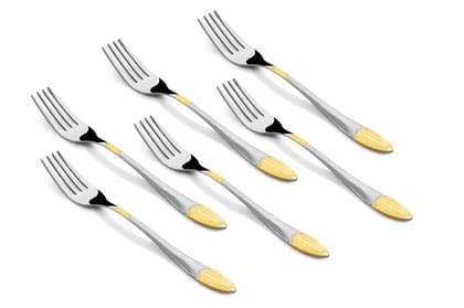 Montavo by FnS Passion Real Gold Plated Stainless Steel Dinner Forks (Set of 6)