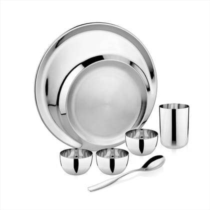 FnS International Pvt Ltd Premium Stainless Steel Pooja Thali Set - 5 Pc Set (Silver)