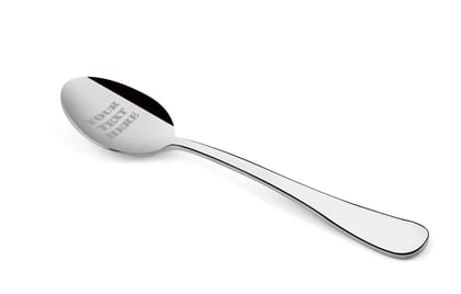 FnS Customized Mirror Finish Ebro Dinner Spoon 6 Pc Set with Gift Box Packaging (Text on Cup)