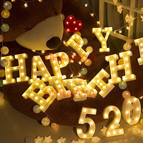 HAPPY BIRTHDAY LED Light Word Set 3D English Letter Wording Alphabet Party  Decoration Celebration