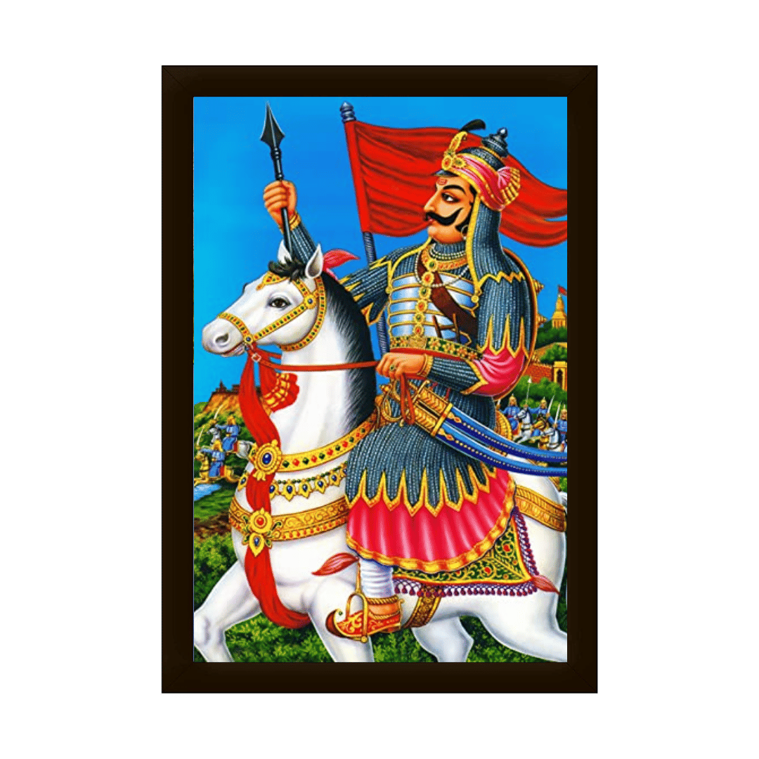 Indian wedding card clip art of Lord Maharana Pratap. Indian ancient king  of Mevad black and white clip art illustration. Indian king black and white  line drawing illustration. Stock Vector | Adobe