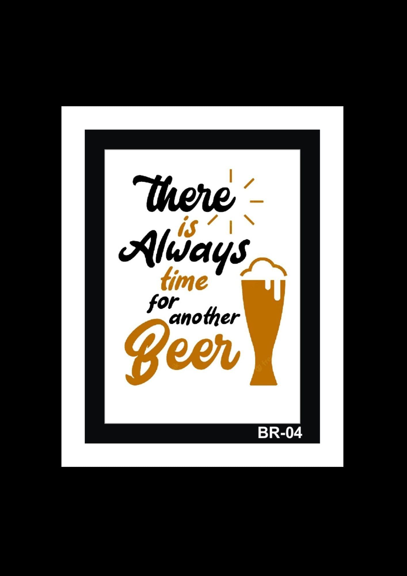 Beer Bar Quotes White Photo Frame Laminated Digital Print For Living Room Boys Bedroom Home Décor (14X18 Inch)