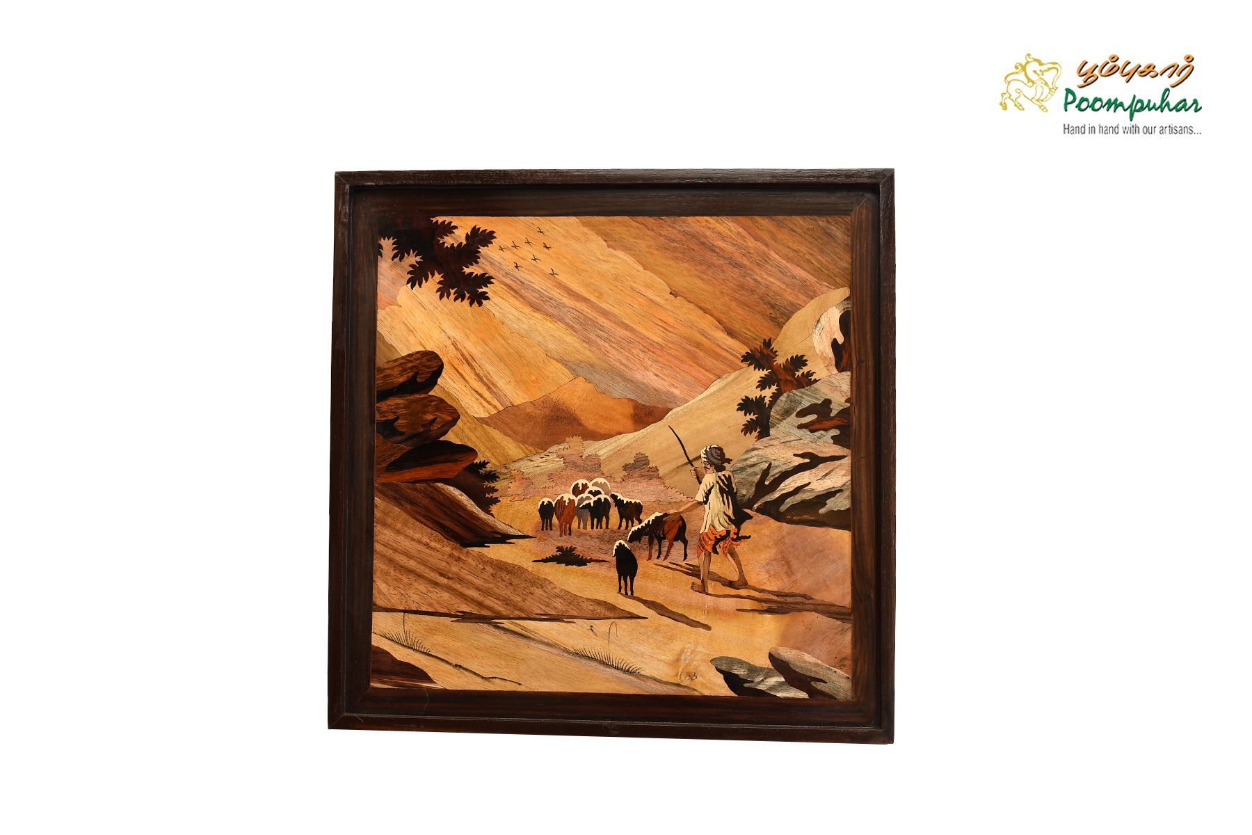 ROSEWOOD PANEL GOAT 18X18 INCH