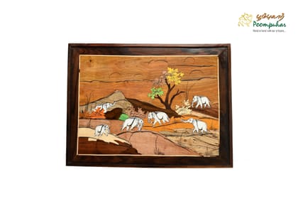 ROSEWOOD PANEL ELEPHANT 18X18 INCH