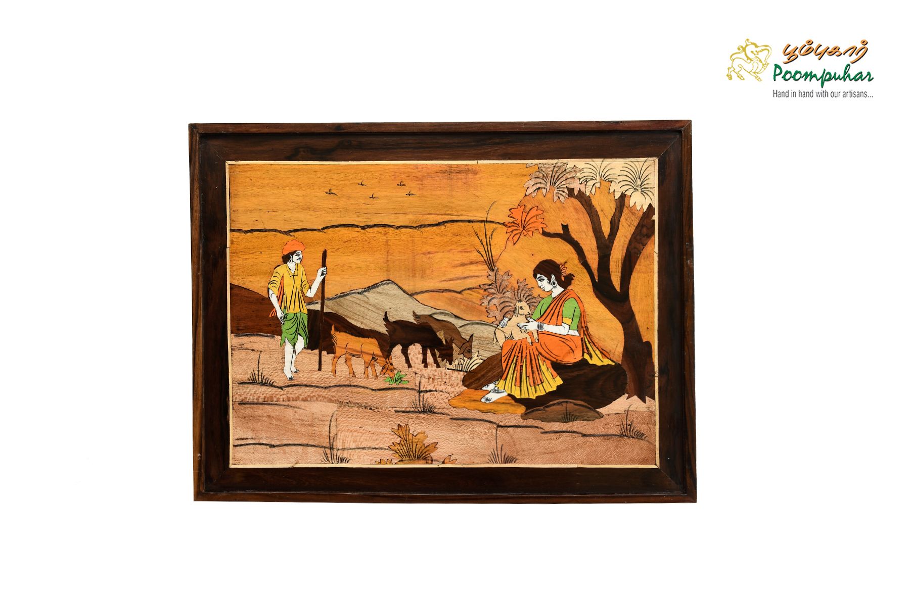 ROSEWOOD PANEL VILLAGE SCENARY 18X24 INCH