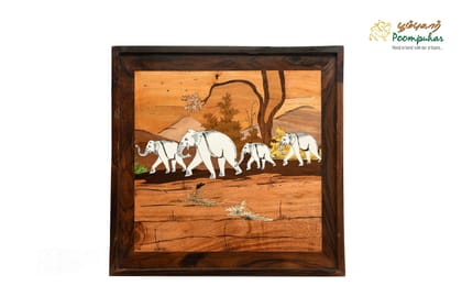 ROSEWOOD PANEL ELEPHANT 18X18 INCH