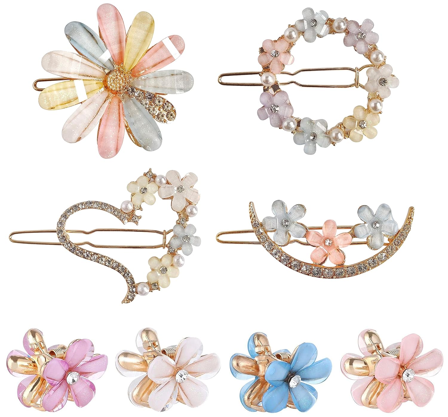 Partywear Hair monalisa  flower hair clips with pack of pearl claw clips