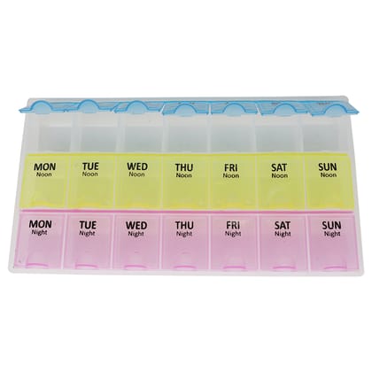 FAIRBIZPS Pill Medicine Organizer Reminder Storage Box 28 Days or 4 Weeks| Plastic | Pack of 1