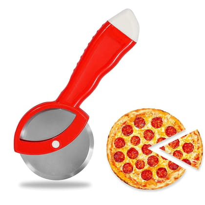 Mannat Premium Pizza Cutter Sandwich Paratha Chapati Roti Wheeel Type Sharp Blade Rotating Slicer Food Grade Stainless Steel with Non Slip Elongated Handle for Kitchen(Random Color Sent,R-1Pcs)