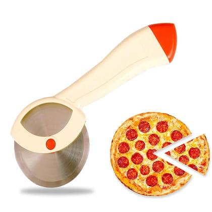 Mannat Premium Pizza Cutter Sandwich Paratha Chapati Roti Wheel Type Sharp Blade Rotating Slicer Food Grade Stainless Steel with Non Slip Elongated Handle for Kitchen(Random Color Sent,C-1Pcs)