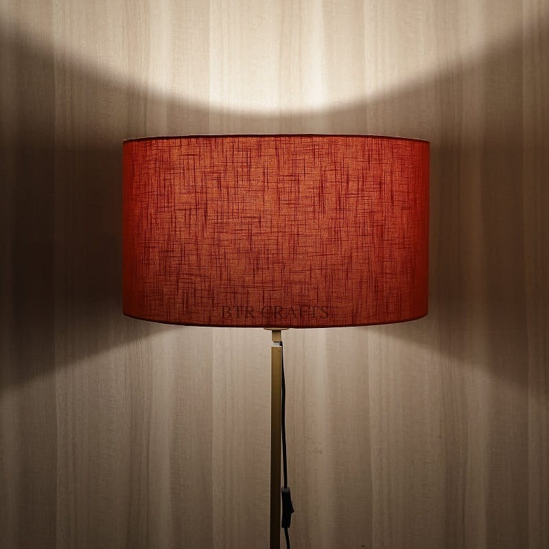 BTR CRAFTS 18" Inches Red Texture Drum Lampshade, Cotton Fabric.