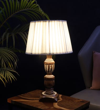 BTR CRAFTS Rustic Table Lamp, Plated White Lampshade / (Bulb Not Included)