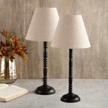 BTR CRAFTS Metal Table Lamp Set Of 2 With Beige Shade (Bulb Not Included)