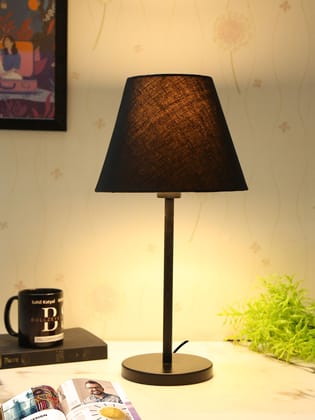 BTR CRAFTS Black Metal Table Lamp With Black Shade (Bulb Not Included)