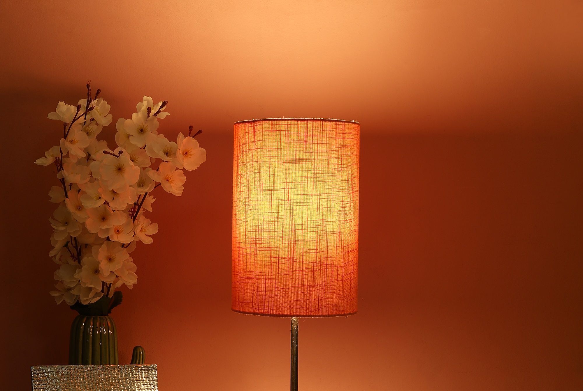 BTR CRAFTS Orange Texture Cylinder Lamp Shade, Cotton Fabric, (6" Inches)