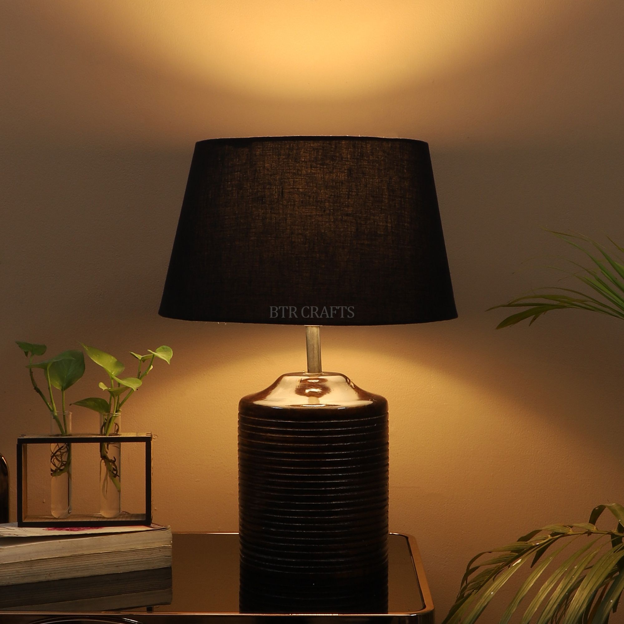 BTR CRAFTS Heavy Wooden Table Lamp (Bulb Not Included)