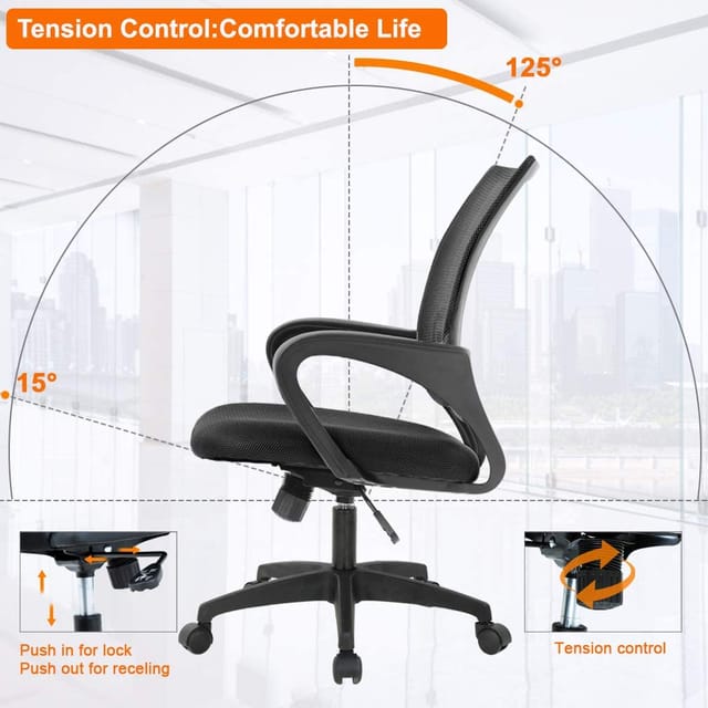 TEAL® Leo MB Mesh Mid-Back Ergonomic Office Chair/Study Chair/Revolving  Chair/Computer Chair