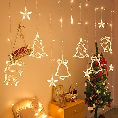 Fancy Creation Christmas Curtain Light with 12 LEDs Ideal for Diwali Home Decor and Perfect for Christmas Parties, Indoor and Outdoor Use (Christmas Curtain Light)