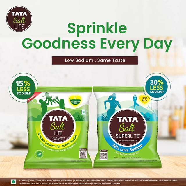 Tata Salt Tata Lite Salt - 15% Low Sodium Iodised Salt Helps Blood