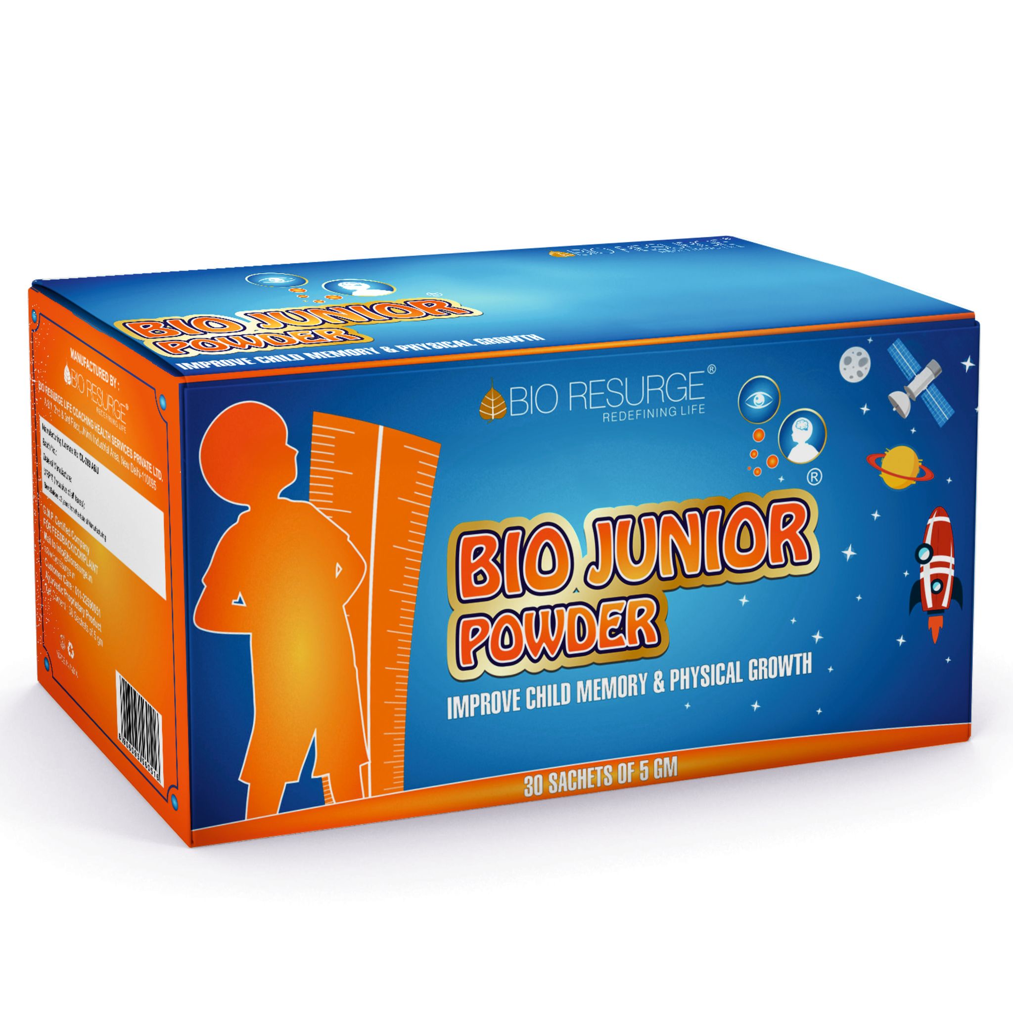 Bio Resurge Bio Junior Powder Kids Health and Nutrition Protein Powder to improve for Nutrition and physical growth(5 gm X 30 Sachets)