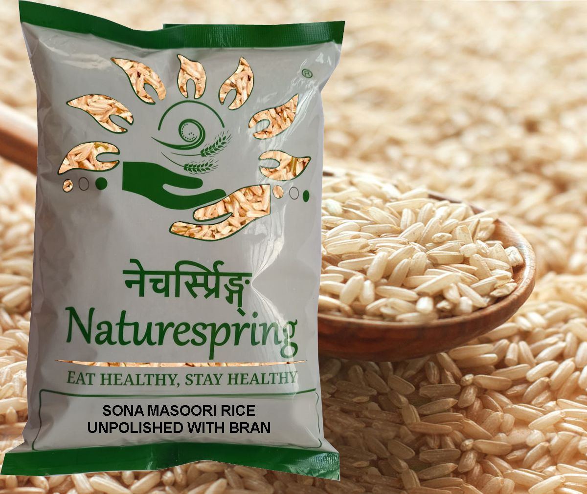 Naturespring Unpolished Sona Masoori Rice With Bran 1Kg