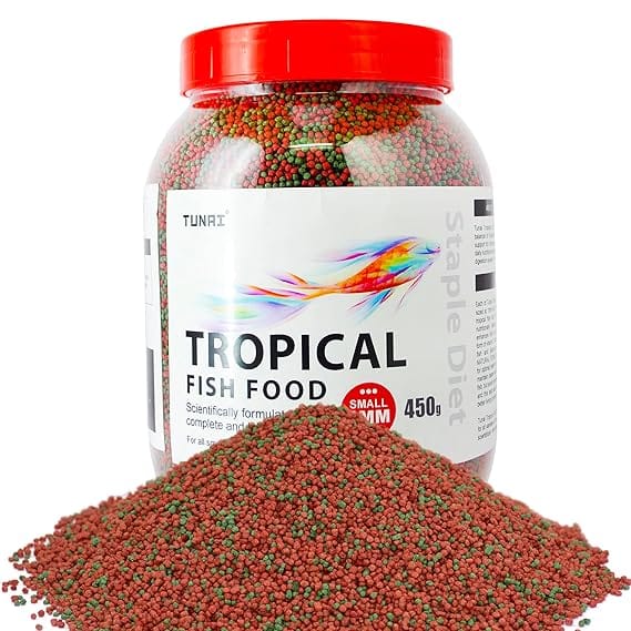 TUNAI Fish Food for Aquarium with 26 protien 450g Aquarium Fish Food for All Small and Medium Tropical Fishes Daily Nutrition Fish Feed for Health and Growth