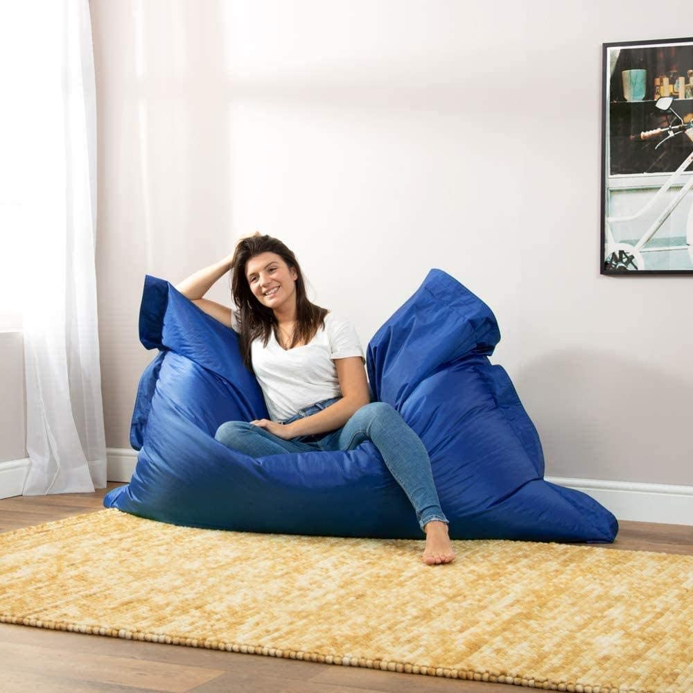 ink craft Blue Haven Stylish Square Bean Bag Cover Without Beans for Home, Office, and Bedroom – Modern Seating in a Sleek Design.