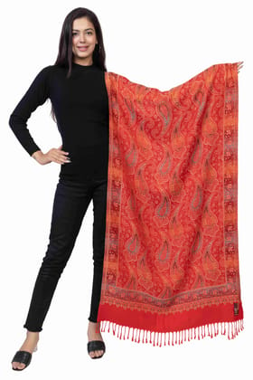 KTI Acrylic/Viscose Stole for women in Red, measuring 28 x 80 inches, with the assigned Art No. 2908 Red