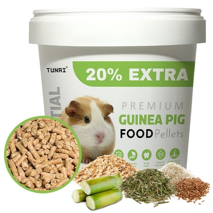 Tunai Guinea Pig Food |500g+20% Extra| Fortified with DHA Omega 3&6 and Vitamins for Better Skin Coat, and Easy Digestion