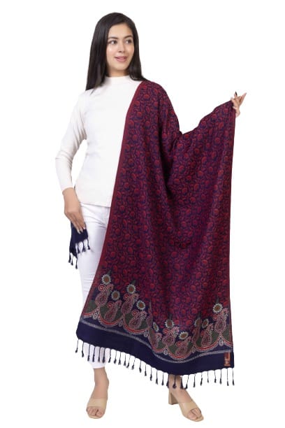 KTI Acrylic/Viscose Stole for women in Navy Red, measuring 28 x 80 inches, with the assigned Art No. 2918 Navy Red