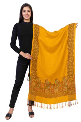 KTI Acrylic/Viscose Stole for women with a Wool Blend for Winter in Yellow, measuring 28 x 80 inches, with the assigned Art No. 2923 Yellow