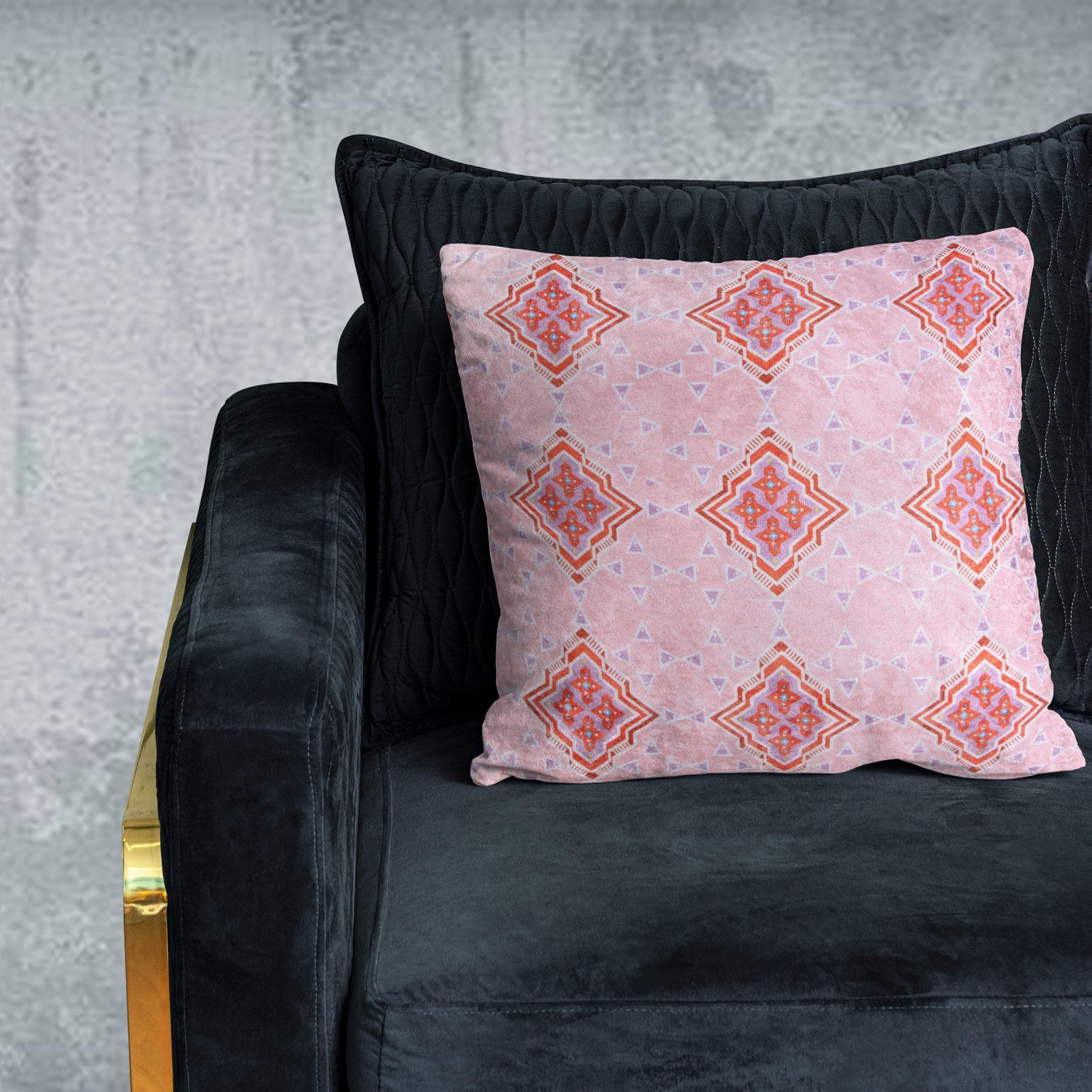 Kaleidoscope Crushed Velvet Cushion Cover (Colour: Multicoloured Size: 16 inch x 16 inch (40cm X 40cm))
