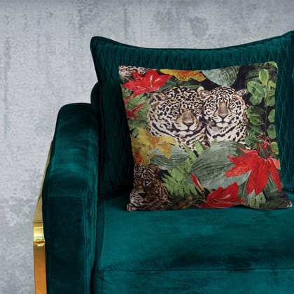 Wild Love Crushed Velvet Cushion Cover (Colour: Multicoloured Size: 16 inch x 16 inch (40cm X 40cm))