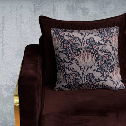 Golden Flower Modern Chic Designer Crushed Velvet Cushion Cover (Colour: Bronze Size: 16 inch x 16 inch (40cm X 40cm))