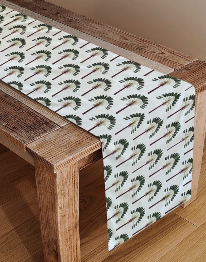 Green Palm Table Runner (13in x 58in or 13in x 72in)